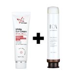 DERMAGEN Pore Toning Cream 80g + White Sun Cream SPF SPF50+ PA++++ – Moist & Soft Hybrid Sunscreen, Natural Tone-Up, Hippophae Rhamnoides Fruit Water _ Made in KOREA